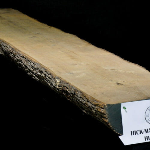 Live edge slab mantle in Hickory, for sale at The Bark House #HICK-MAN-12-000