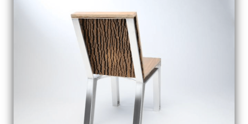 An App State student takes furniture design to a new level with poplar bark wood shingles - rear