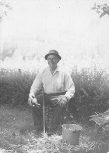 Marty McCurry's maternal grandfather "Pa Watts" in his garden