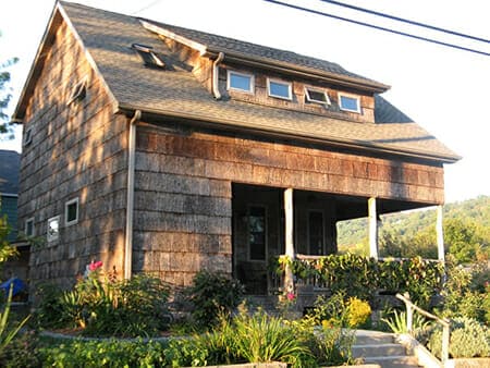 Author Nan Chase's bark shingle house in Asheville