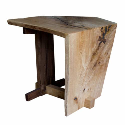 Waterfall side table created with live edge wood slab from Bark House. Fuelling Woodworking.