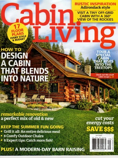 The Bark House Brand Poplar Bark Shingles and Wall Panels are mentioned in Cabin Living Sept 2016