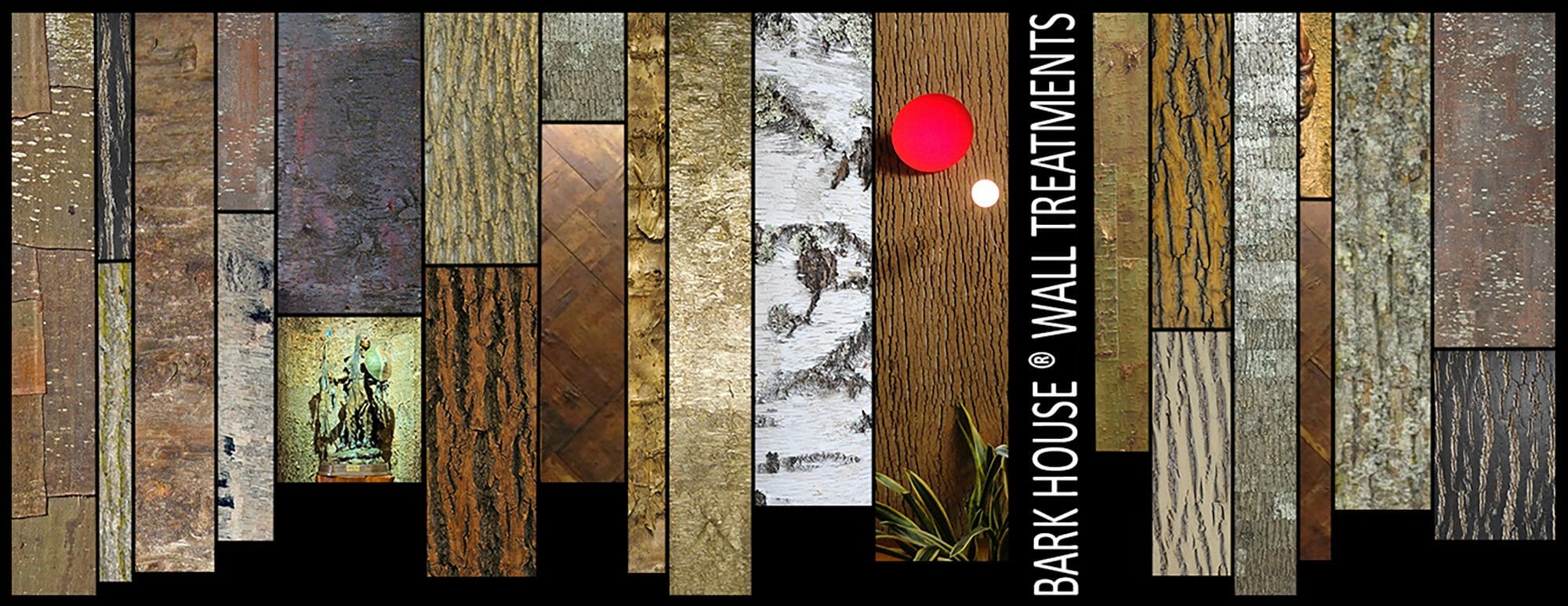 Highland Craftsmen wall treatments: white birch, gold yellow birch, white pine, cherry, poplar