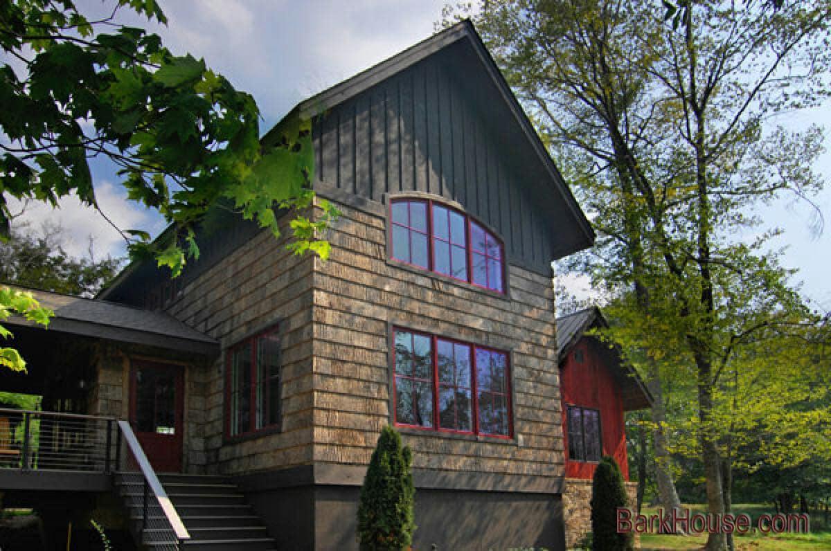 Residential home with Highland Craftsmen Inc Bark shingle siding