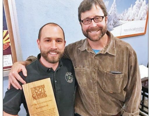 Ryan Crawley, sales, and Lang Hornthal: Bark House wins 2017 Support of Local forests award from Root Cause.