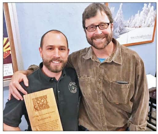 Ryan Crawley, sales, and Lang Hornthal: Bark House wins 2017 Support of Local forests award from Root Cause.