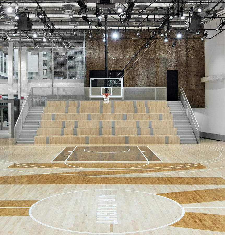 NIKE Basketball Court with Bark House brand poplar bark wall panels