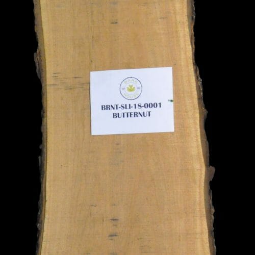 Butternet live edge wood slab for sale at Highland Craftsmen Bark House BRNT-SLI-18-0001