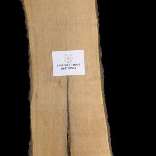 Butternet live edge wood slab for sale at Highland Craftsmen Bark House BRNT-SLI-18-0002