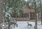 Bark House Poplar Bark exterior shingles - Michigan residence in the snow