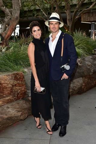 Nikki Reed Ian Somerhalder @ Hollywood 1 Hotel which features Bark House Brand Poplar Bark wall covering Shingles