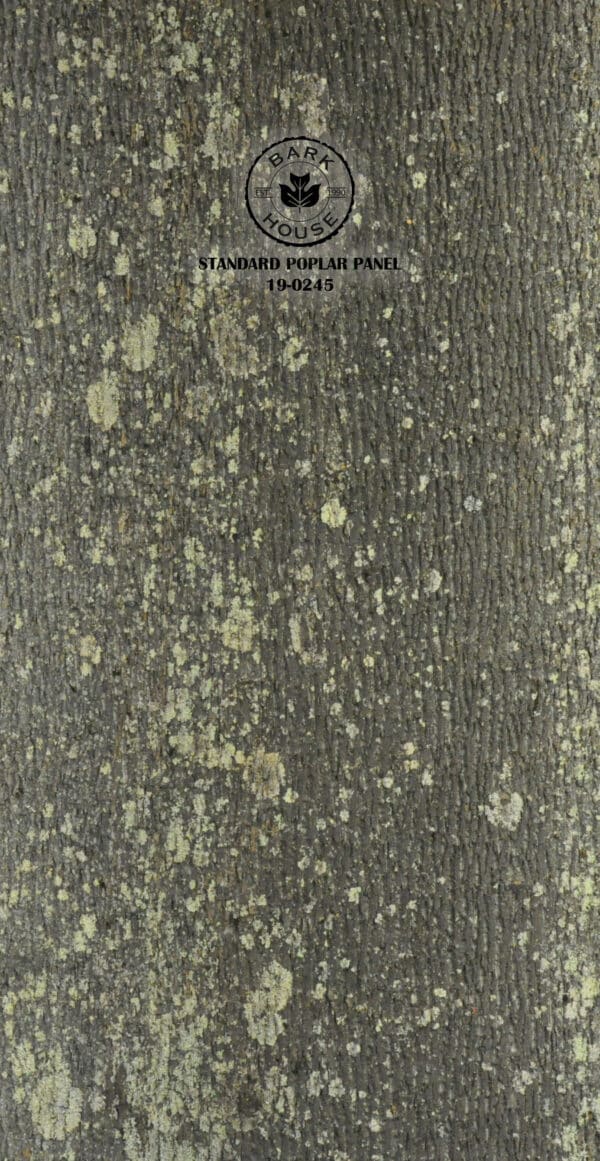 Sheets of large poplar bark wall covering panels are available for purchase from Bark House. STD-19-0245