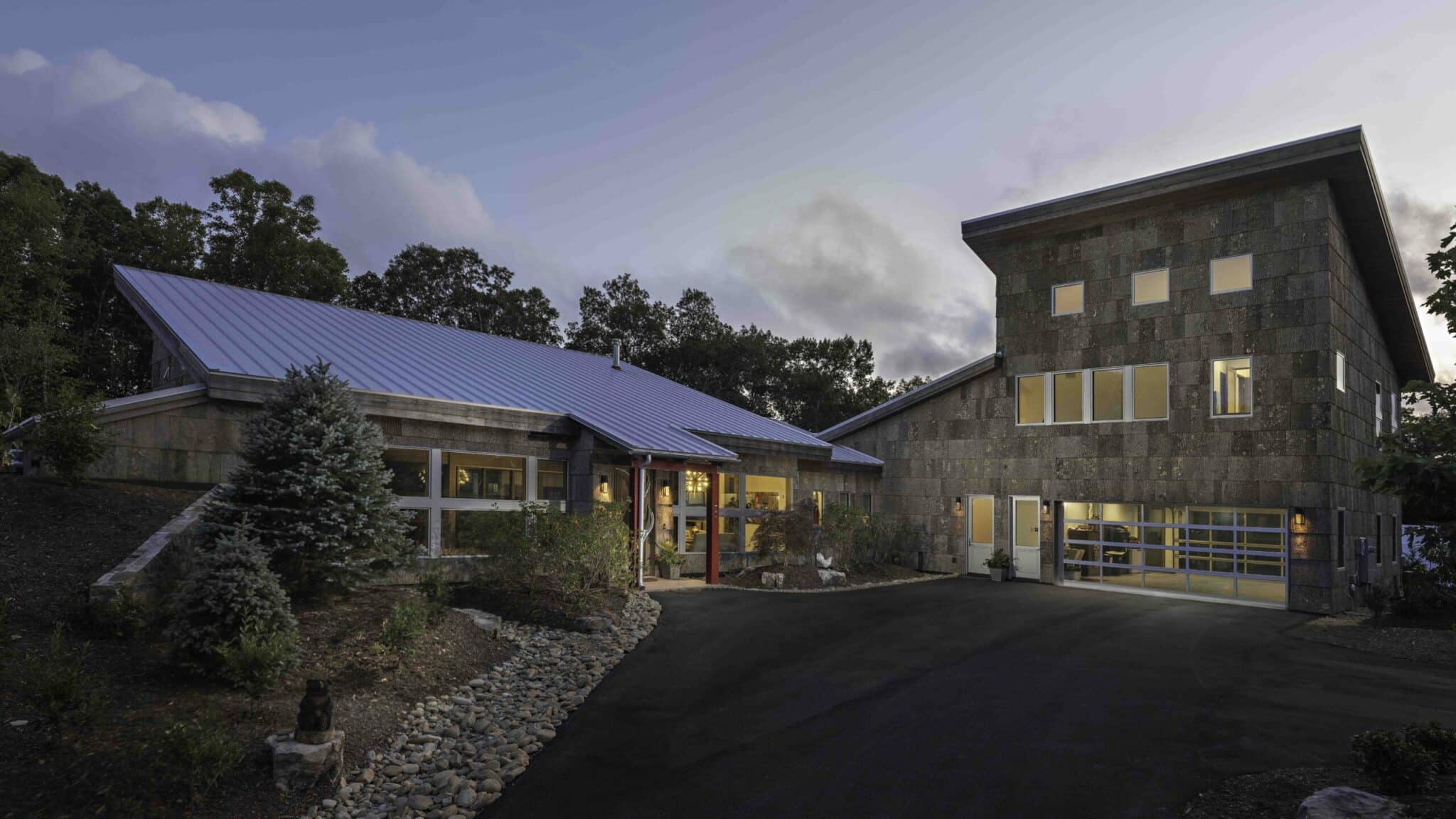 Tab Architects home in Hendersonville NC | Bark House Exterior Poplar Bark Shingles